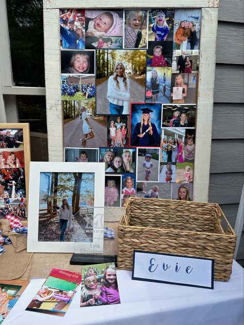 Grad Party Activity Ideas, Grad Party Decorations Pictures, Grad Party Gift Ideas, Pictures For Graduation Party, Grad Party Boards, Grad Party Outside, Grad Party Inspo 2024, Grad Party Brunch, Grad Party Display Table