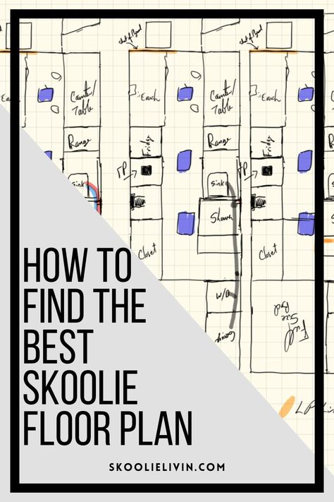 Creating skoolie floor plans is one of the most exciting parts of a skoolie build. To pick a center aisle, a unique kitchen, the possibilities are endless and it's really up to you and your needs on how you want to design your skoolie layout! Click through to read more on how to find the best skoolie floor plan! #skooliefloorplan #skoolielayout #skooliedesign Skoolie Layout Floor Plans, Van Houses, Skoolie Floor Plan, Skoolie Layout, Skoolie Design, Skoolie Ideas, School Bus For Sale, Skoolie Life, Double Deck Bus