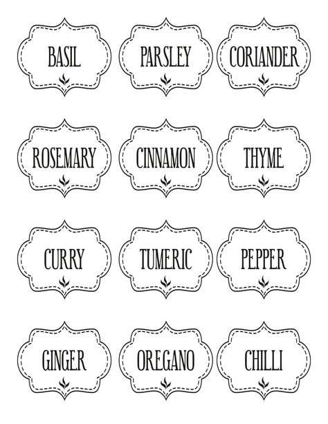 Free Printable Kitchen Spice Labels                                                                                                                                                                                 More Storage Labels Printable, Pantry Labels Template, Pantry Labels Printable, Free Pantry Labels, Table Vignettes, Kitchen Pantry Labels, Printable Label Templates, Spice Jar Labels, Kitchen Labels