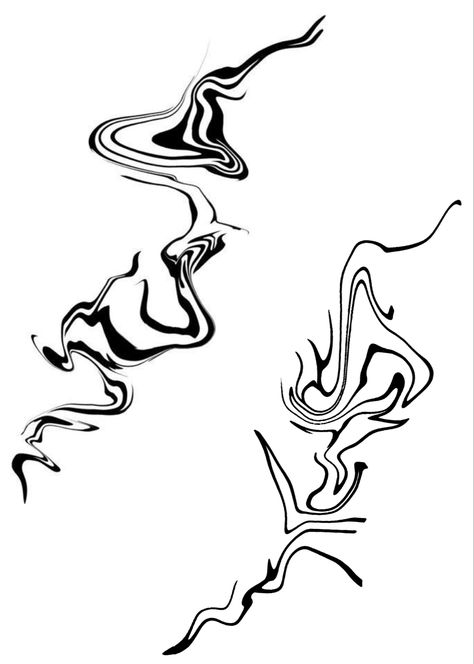 Smoked Tattoo, Abstract Squiggle Tattoo, Curved Tattoo Design, Abstract Swirl Tattoo, Paradox Tattoo Ideas, Liquid Tattoo Design, Line Abstract Tattoo, Squiggly Line Tattoo, Wavy Line Tattoo