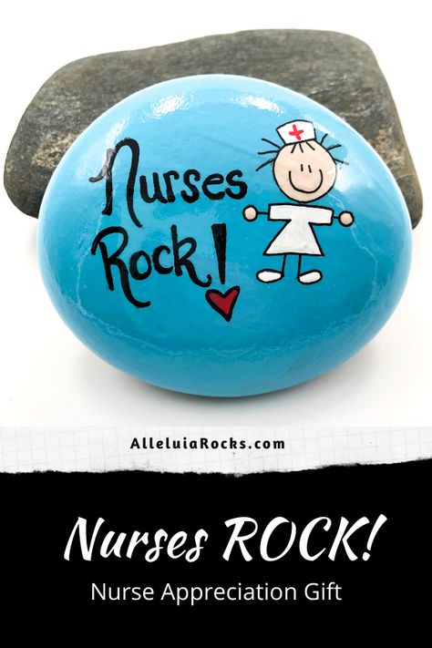 Inspirational Rocks, Painted Rock Animals, Nurse Rock, Painted Rocks Kids, Painted Rocks Craft, Nurse Appreciation Gifts, Painted Rocks Diy, Rock Painting Ideas Easy, Rock Painting Patterns