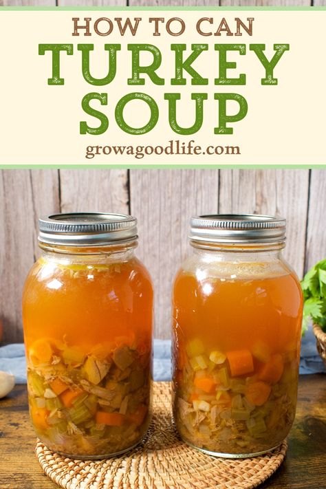 Preserve the warmth of homemade comfort with our guide to canning turkey soup! Stock your pantry and savor the convenience of homemade soup anytime with this safe canning recipe. Canning Turkey Soup, Canning Turkey, Turkey Soup From Carcass, Canning Soup Recipes, Turkey Vegetable Soup, Turkey Noodle Soup, Pressure Canning Recipes, Turkey Soup Recipe, Stock Your Pantry