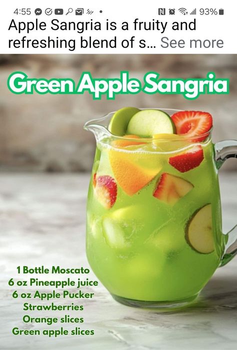 Olive Garden Sangria Recipe, Green Apple Sangria, Green Apple Moscato Sangria, Apple Sangria Recipes, Moscato Sangria, Sliced Orange, Apple Schnapps, Apple Pucker, Sangria Ingredients