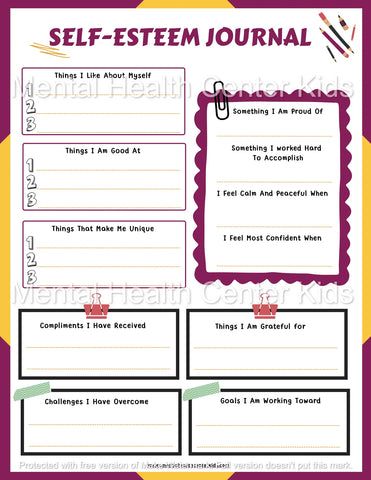 20 Printable Self-Esteem Worksheets for Teens – Mental Health Center Kids Boost Your Self Esteem, Self Esteem Worksheets, Self Esteem Activities, Journal For Kids, Self Esteem Issues, Worksheet For Kids, Building Self Esteem, Mental Health Center