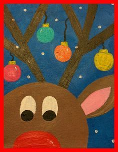 Reindeer Art, Christmas Pictures Outfits, Diy Kids Art, Christmas Art For Kids, Diy Canvas Art Easy, Pictures Outfits, Christmas Art Projects, Winter Art Projects, Christmas Paintings On Canvas