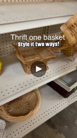 Wooden Basket Decor, Thrift And Flip, Wire Basket Decor Ideas, Wicker Basket Decor Ideas, Wicker Basket Diy, Decorating With Baskets, Nate Smith, Home Decor Thrift, Wicker Basket Decor