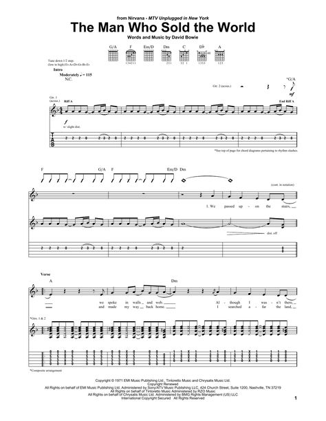 The Man Who Sold The World Sheet Music Nirvana Mtv Unplugged, Nirvana Guitar, Man Who Sold The World, Electric Guitar Lessons, Basic Guitar Lessons, Easy Guitar Tabs, Online Guitar Lessons, Guitar Tabs Songs, Playing The Piano