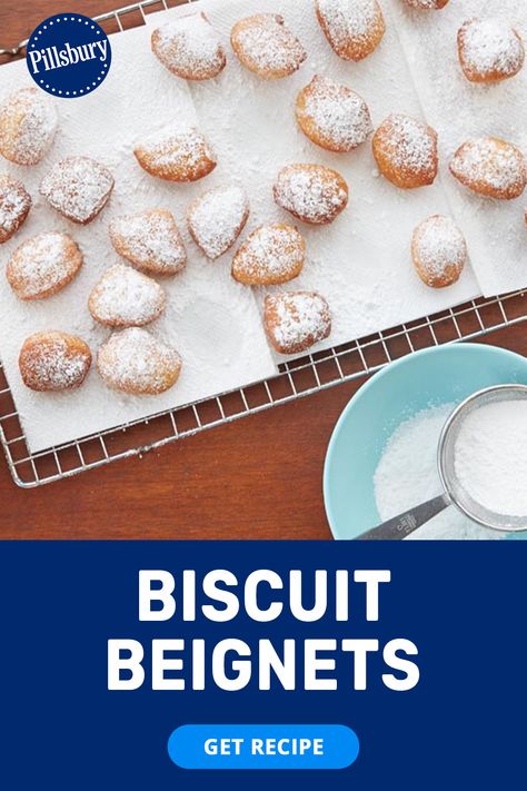 beignets recipe, how to make beignets, beignets recipe easy, beignets New Orleans, sweet biscuits, breakfast pastry Pillsbury Beignets, Pillsbury Buttermilk Biscuit Recipes, Pillsbury Flaky Biscuit Recipes Desserts, Pillsbury Flaky Layer Biscuits Recipes, Beignet Recipe Easy Pillsbury, Biscuits Recipe Pillsbury, Recipes With Flaky Layers Biscuits, Desserts Using Biscuits, Pillsbury Flaky Biscuit Recipes