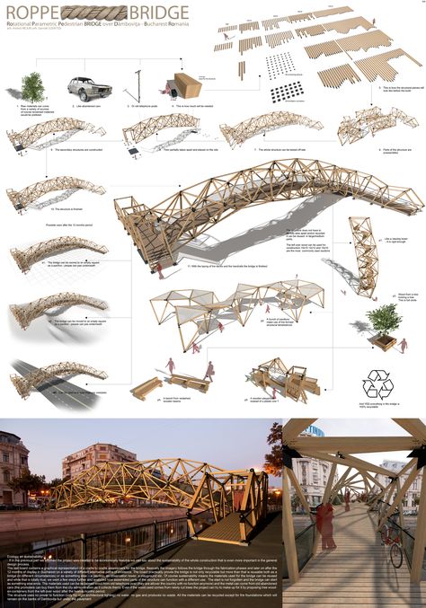 Puentes Bridges Architecture, Bridge Structure, Bamboo Structure, Bamboo Architecture, Conceptual Architecture, Parametric Architecture, Wood Architecture, Architecture Concept Drawings, Parametric Design