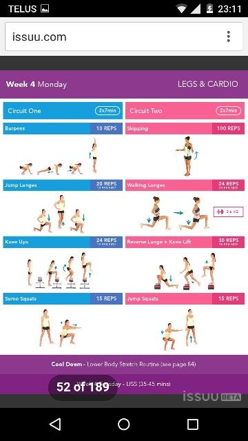 Week 4 - Monday Lower Body Stretches, Kayla Itsines Workout, Leg Circuit, Bbg Workouts, Upper Body Stretches, Body Guide, Cardio Circuit, Dumbbell Squat, Six Pack Abs Workout