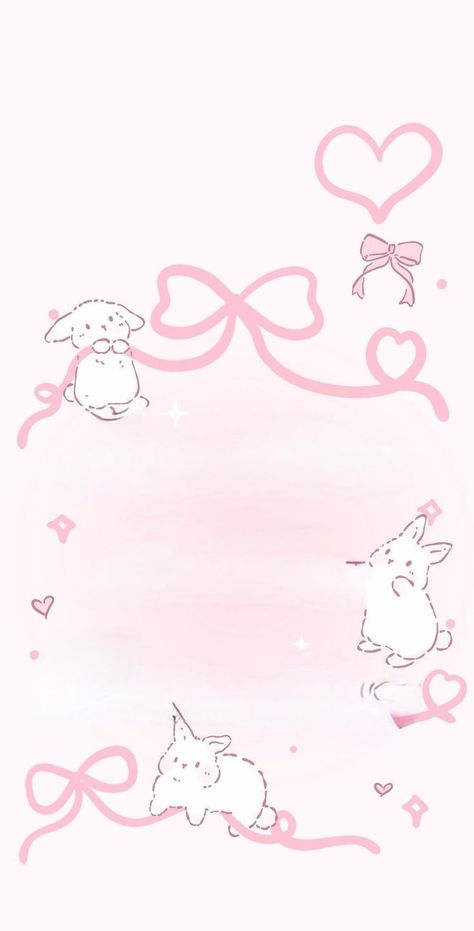 Pink Bunny Wallpaper, Pink Ios Wallpaper, Bunny Coquette Wallpaper, Pink Bunny Background, Pink Rabbit Wallpaper, Pink Bow Coquette Wallpaper, Kawaii Pink Bunny Wallpaper, Pink Wallpaper Girly, Bow Wallpaper