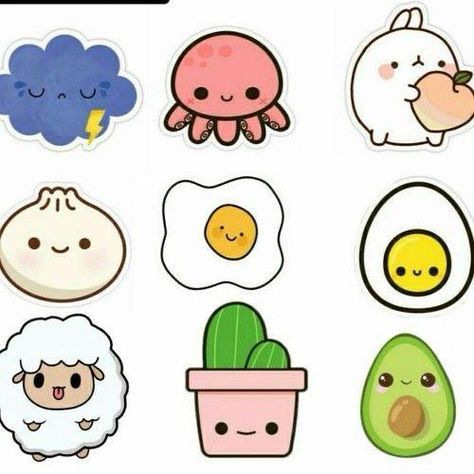 Cute Stickers To Draw Easy, Cute Drawings For Stickers Easy, Easy Drawings For Stickers, Cute Easy Stickers To Draw, Easy Stickers To Draw Aesthetic, Stickers Drawing Easy, How To Draw Cute Stuff, Cute Kawaii Drawings Easy, Easy Stickers To Draw