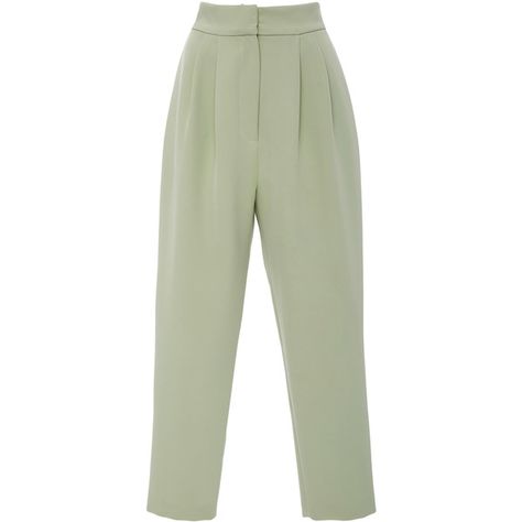 Libsa     Zoe High Waisted Mint Cigarette Pant ($395) ❤ liked on Polyvore featuring pants, green, mint green pants, high waisted trousers, high waisted pleated pants, pleated trousers and cigarette pants High Waist Outfits, Waist Outfit, Mint Green Pants, Mint Pants, Peg Leg, Pants Green, Green Mint, Pleated Trousers, High Rise Pants