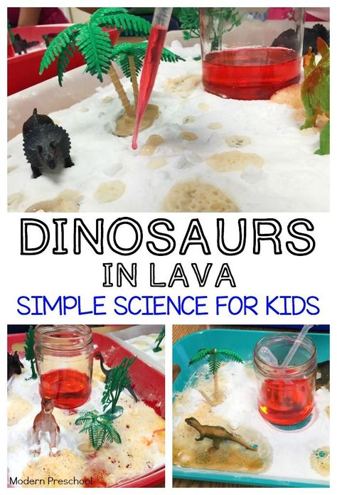 Kids can discover and explore chemical reactions made with baking soda and vinegar in this simple dinosaur and lava themed activity tray! Sensory Table Dinosaurs, Paleontology Activities For Preschool, Dino Math Preschool, Dinosaur Activity For Preschool, Dinosaur Sensory Table, Dinosaur Math Activities Preschool, Dinosaur Activities Kindergarten, Dinosaur Sensory Activities, Dino Preschool