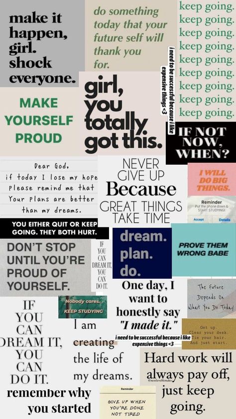 School Motivation Board Ideas, Collage Life Quotes, Study Motivational Wallpaper Aesthetic, Dream Thoughts Motivation, Self Motivation Quotes Positive Thoughts Wallpaper, Motivation For School Wallpaper, Study Motivation Quotes Collage, Motivated Wallpaper Study, Aesthetic Wallpaper With Motivation