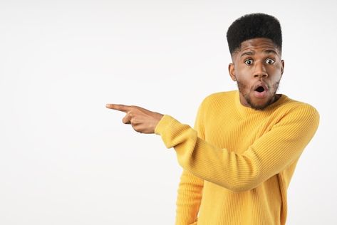 Man Pointing Finger, Formal Poses, Drawing Advice, Man Pointing, How To Draw Fingers, White Studio Background, Afro Man, Pointing Finger, Pointing Fingers