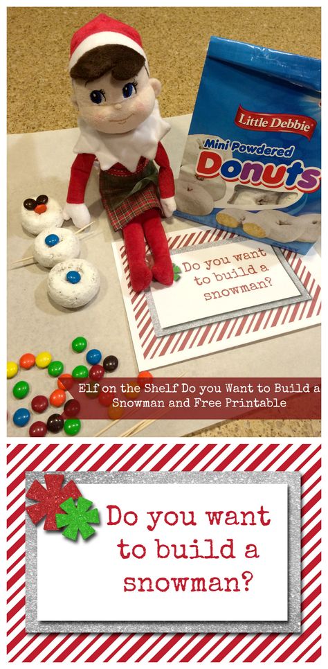 Do you want to build a Snowman Elf on the Shelf Idea and FREE printable! Elf Do You Wanna Build A Snowman, Snowman Elf On The Shelf, Elf On The Shelf Snowman, Wanna Build A Snowman, Elf On The Shelf Idea, Christmas Elf Doll, Printable Snowman, Daily Printable, Elf Fun