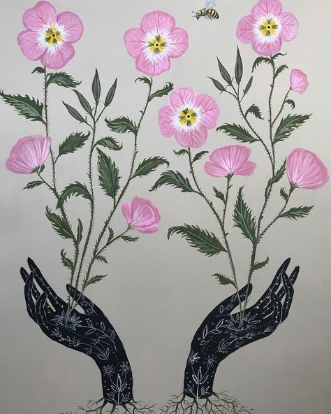 Kelly Louise Judd, Primrose Illustration, Primrose Tattoo, Victorian Literature, Earring Inspo, Art Nouveau Illustration, Hands Art, Illustration Painting, Evening Primrose