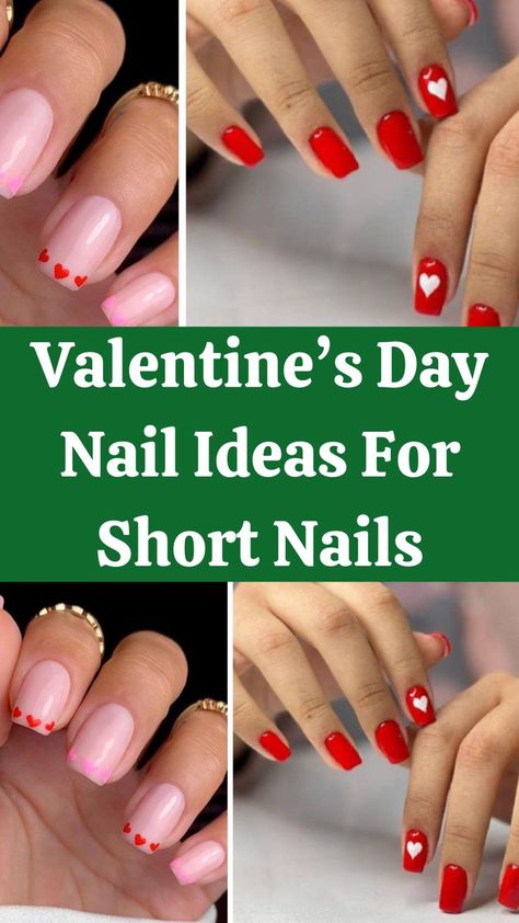 Valentine’s Day Nail Ideas For Short Nails Nail Ideas For Short Nails, Ideas For Short Nails, Line Nail Art, Natural Nail Art, Valentine Nail Art, February Nails, Short Gel Nails, Nail Designs Valentines, Lines On Nails