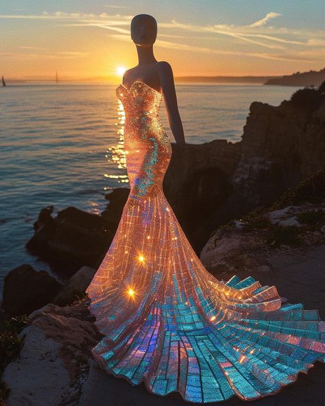 ✨Holographic dresses that glow in the dark for mermaid-inspired brides would add a captivating and ethereal touch to wedding aesthetics.… | Instagram Hummingbird Inspired Outfit, Glow In The Dark Dresses, Fantasy Mermaid Dress, Ocean Inspired Dress, Mermaidcore Dress, Mystical Dresses, Mermaid Inspired Outfits, Glow In The Dark Dress, Ethereal Outfit