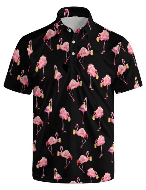 PRICES MAY VARY. 【Flamingo Beer Polo Shirts for Men】Our funny Flamingo Beer golf shirts for men made of moisture wicking performance fabric with polyester/spandex, funny golf outfit offering lightweight, moisture wicking, quick dry, upf40+, soft and breathable fabric with rapid cooling technology to keep you cool with all-day comfort even when the competition heats up.Performance mens dri fit golf shirts which is better wrinkle-resistant, non-shrinking and more comfortable to wear. 【Fashion Flam Golf Shirts For Men, Presents For Your Boyfriend, Beer Outfit, Funny Flamingo, Business Casual Shirts, Funny Golf, Hippie Shirt, Tennis Shirts, Golf Humor