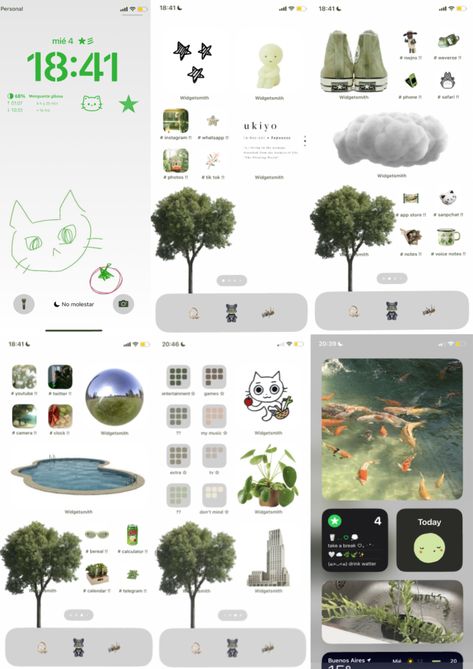 Green Iphone Layout, Home Lock Screen, Green Iphone, Iphone Home Screen Layout, Phone Inspiration, Iphone App Layout, Iphone Homescreen Wallpaper, Iphone Photo App, Iphone Wallpaper App