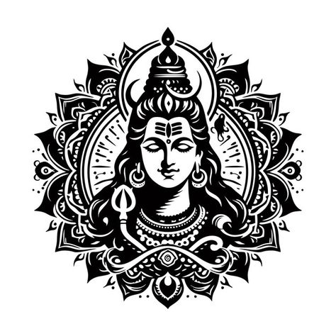 A black and white drawing of a buddha wi... | Premium Vector #Freepik #vector #shiva #hindu-goddess #mahashivratri #shivaratri Lakshmi Art, Buddha Vector, Temple Background, Grayscale Image, Shiva Pics, Hindu Goddess, White Drawing, 2d Design, Lord Shiva Pics