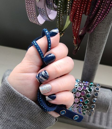 Check out this awesome mani from one of our customers Jessica~ US Navy, Fort Worth It & Moon River. Color Street Mixed Mani, Mani Ideas, Mixed Mani, Moon River, Street Nails, Color Street Nails, Color Street, Us Navy, Fort Worth