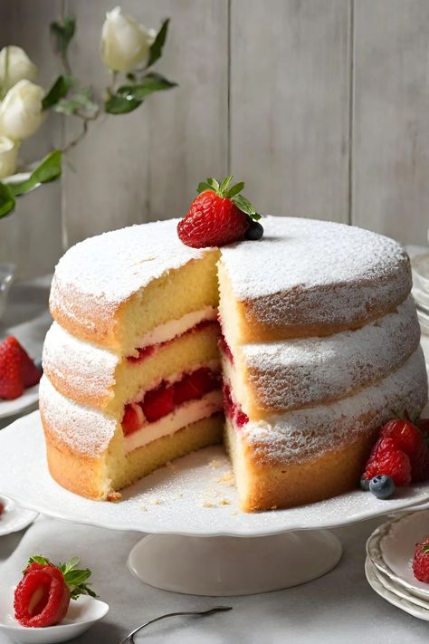 Victoria Sponge Cake Recipe - Perfect Afternoon Tea Cake Victoria Sponge Wedding Cake, Victoria Sponge Cake Recipe, Victoria Cake, Afternoon Tea Cake, High Tea Wedding, Afternoon Tea Cakes, Decorate A Cake, Sponge Cake Recipe, Tea Wedding