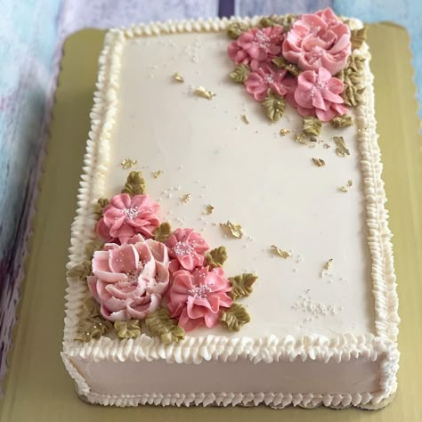 Happy Anniversary Sheet Cake, Sheet Cake Floral, Sheet Cake With Roses, 70th Birthday Sheet Cakes For Women, Floral Sheet Cake Birthday, Floral Sheet Cake Designs, Sheet Cakes With Flowers, Boho Sheet Cake, Wildflower Sheet Cake