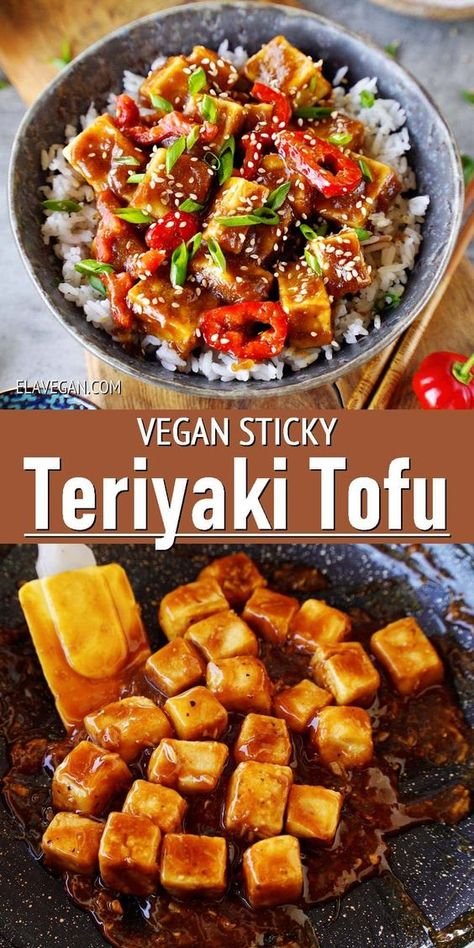 Vegan Low Fat, Ella Vegan, Sticky Tofu, Vegetarian Asian, Sweet Sour Sauce, Sticky Sauce, Teriyaki Tofu, Veggie Fries, Better Than Takeout