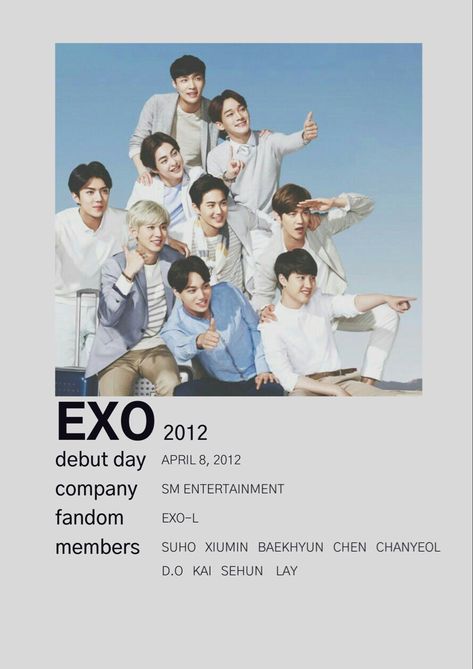 Exo Group, Exo Music, Groups Poster, Music Poster Ideas, Pop Posters, Music Recommendations, Poster Room, Kpop Exo, Kpop Posters