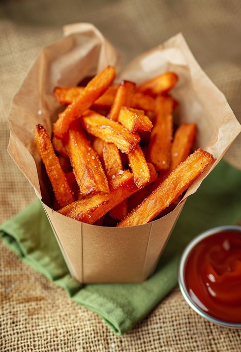 Learn How to Cook Air Fryer Sweet Potato Fries Recipe For Free | Recipes You'll Love, Made Easy! Fries Healthy, Sweet Potato Fries Recipe, Air Fryer Sweet Potato Fries, Yam Fries, Cottage Cheese Pasta, Making Sweet Potato Fries, Trendy Recipes, Sweet Potato Recipes Fries, Sweet Potato Fries Baked