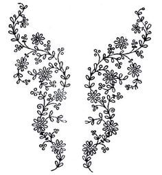 Hand Embroidery Designs | More free hand embroidery patterns Flower Cat Embroidery, Embroidery Patterns To Print, Antique Embroidery Designs, Antique Embroidery Patterns, Embroidery Patterns Leaves, Vine Embroidery Pattern, Neck Embroidery Patterns, Neckline Embroidery Designs, Pattern For Embroidery