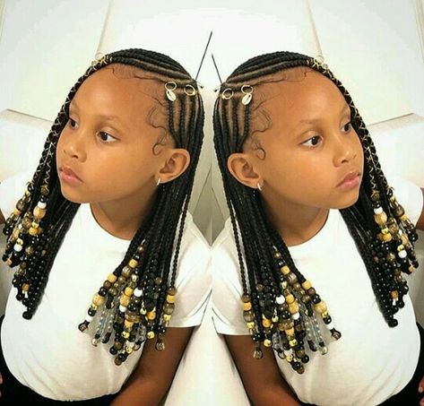 Sister Hairstyles, Braids And Beads, Braid Styles For Girls, Black Kids Braids Hairstyles, Lil Girl Hairstyles, Kid Braid Styles, Kid Styles, Girls Natural Hairstyles, Kids' Braids