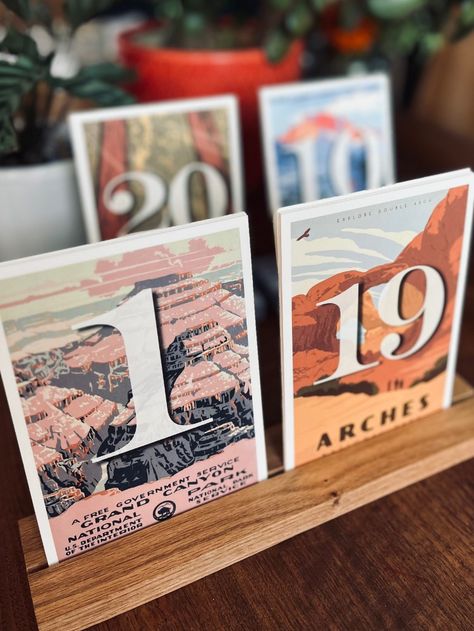 For purchase as a set of 20, or choose your own parks!
National Park Table Numbers, perfect for your adventure themed wedding 
#adventure #traveltheme #nationalparks #weddingplanning #wedding #numbers #adventurewedding #pnw #pnwwedding #oregonwedding #travel #uniqueweddingdetails #nationalparktablenumbers #tablenumbers #seatingchart Places Table Numbers, National Park Inspired Wedding, Ski Wedding Seating Chart, National Park Wedding Guest Book, Picnic Wedding Theme, Travel Table Numbers, National Park Seating Chart, National Park Table Numbers, National Park Wedding Decor