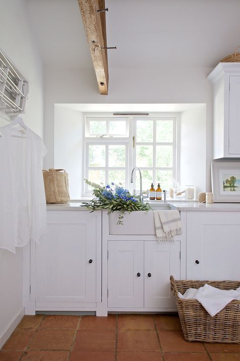 Cotswold Country Home | Marloe Interiors Terracotta Kitchen Floor, Utility Room Inspiration, Terracotta Floor Tiles, Styling Services, Terracotta Floor, Resilient Flooring, Kitchen Floor Tile, Terracotta Tiles, Square Tile