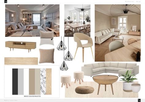 Beige Moodboard Interior Design, Beige Color Palette Living Room, Beige Moodboard, Living Room Moodboard, Natural Colour Palette, Beige Hallway, Interior Design Presentation Boards, Room Moodboard, Wood Inspiration