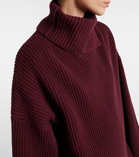 Wool, cashmere, and silk turtleneck sweater in red - Joseph | Mytheresa Silk Turtleneck, Joseph Clothing, Red Turtleneck Sweater, Red Turtleneck, Ladies Turtleneck Sweaters, Knitwear Fashion, Color Name, Wool Turtleneck, Sweater Material