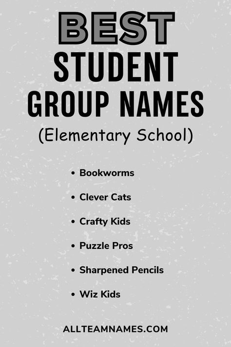 best student group names list for elementary school School Group Name Ideas, Classroom Group Names, Class Group Names, School Group Names, School Names Ideas, School Names, Group Names Ideas, Group Names, Group Name