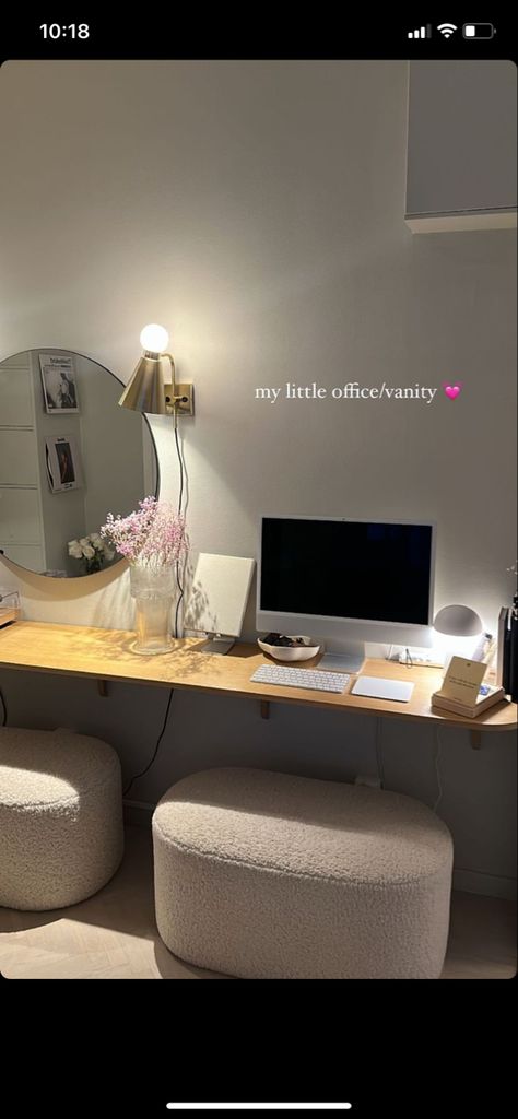 Office Table Home, Makeup And Homework Desk, Bedroom Office Vanity Combo, Home Office Decor Apartment, Study Desk And Vanity In One, Study Vanity Desk, Work Desk Vanity Combo, Vanity In Office, Makeup Study Desk