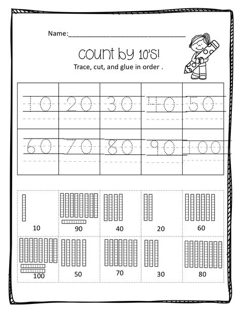 Count By 10s Activities, Skip Counting By 10's Worksheet, Counting By 10s Kindergarten, Counting By 10s Worksheet, Count By 5, Count By 10s, October Kindergarten, 1st Grade Math Games, Skip Counting Activities