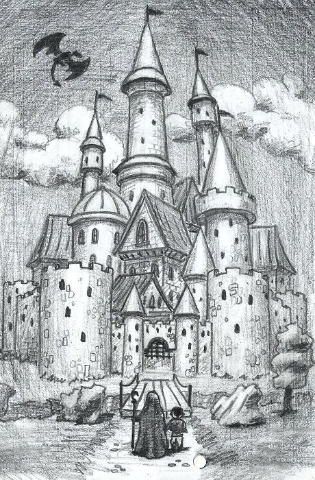 #TraditionalArt #Drawings #castle #pencil Castles Drawing Sketches, Castle Sketch Pencil, Fantasy Castle Drawing Easy, Castle Design House, How To Draw A Castle, Drawings Of Castles, Castle Drawing Sketches, Castle Drawing Ideas, Drawing A Castle