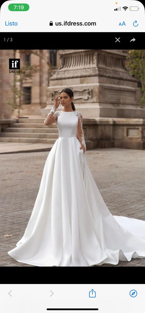 Classic Satin Wedding Dress, Winter Ball Dresses, Wedding Dress Classic, Classic White Wedding, Satin Bridal Gowns, Classy Wedding Dress, Pretty Wedding Dresses, Fancy Wedding Dresses, Dress Embroidery