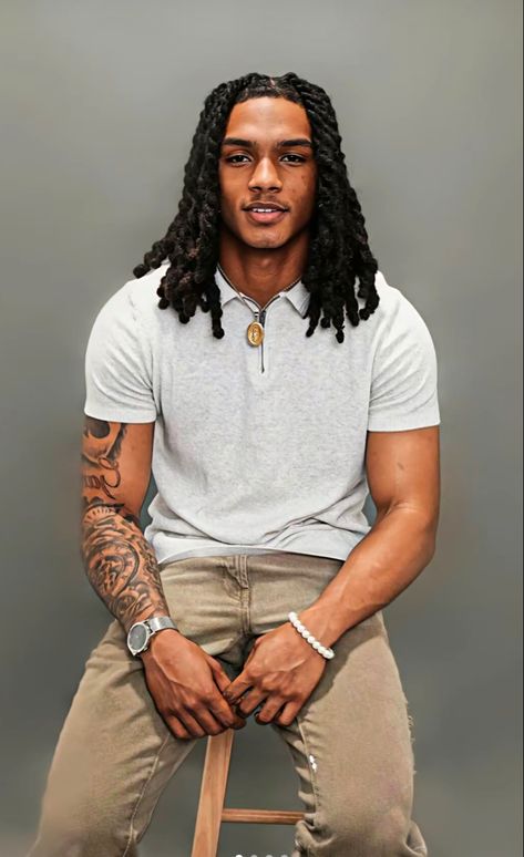 Black Men Afro Hairstyles, Dreads Black Man, Dyed Locs, Professional Hairstyles For Men, Man Ponytail, Mens Twists Hairstyles, Black Men Beard Styles, Loc Styles For Men, Guys Grooming