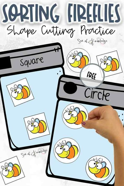 Tracing Shapes Worksheets with Fireflies: A Fun Way to Enhance Fine Motor Skills and Shape Recognition Firefly Preschool Activities, Fireflies Preschool Activities, Dinosaur Activities Preschool, Shape Tracing Worksheets, Shape Activities Preschool, Printable Shapes, Preschool Centers, Shapes Worksheets, The Learning Experience