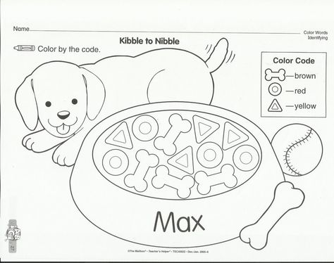 Dog Color and Shape Recognition Worksheet Dog Worksheets Preschool, Pets Worksheets Preschool, Preschool Pets, Pet Theme, Pets Preschool Theme, Preschool Colors, Math Practice, Pet Vet, Animal Activities