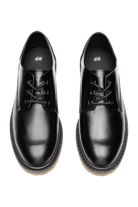 Chunky-soled Derby Shoes | Black | MEN | H&M US Chunky Derby Shoes Men Outfit, Black Derby Shoes Men Outfit, Derby Shoes Outfit Men, Derby Shoes Men's Outfit, Derby Shoes Outfit, Shoes Men Outfit, Derby Shoes Men, Derby Outfits, J Black