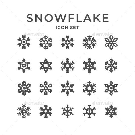 Set Icons of Snowflake Snowflake Reference, Ice Symbol, Snowflakes Aesthetic, January Nature, Winter Symbols, Object Icons, Snow Symbol, Snowflake Icon, Air Logo