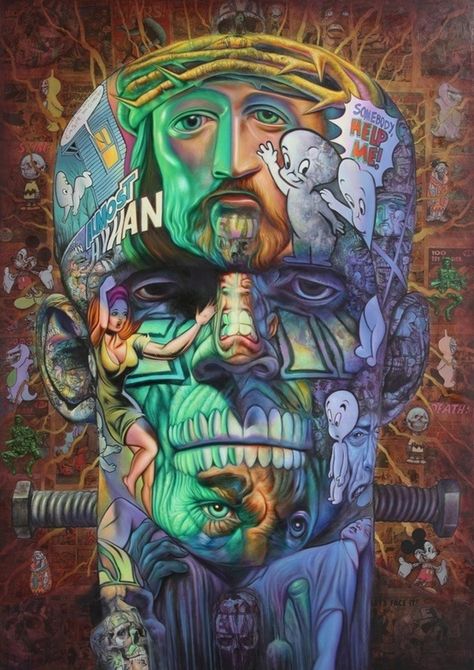 Frankenstein. Ron English, Amazing Street Art, Stylish Art, Bad Decisions, Lowbrow Art, Foto Art, Arte Popular, Art And Illustration, Street Art Graffiti